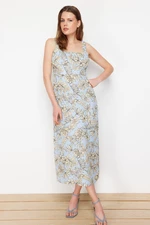 Trendyol Light Blue Floral Viscose Maxi Woven Dress