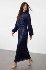 Trendyol Navy Blue Sequined Evening Dress