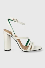 Kožené sandály Tommy Hilfiger TH LEATHER BLOCK HIGH HEEL bílá barva, FW0FW07752