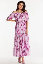 Awama Woman's Dress A504 Pink/Flowers