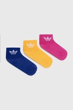 Detské ponožky adidas Originals KIDS ANKLE SOCK 3-pak žltá farba, IY6696