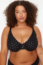 Trendyol Curve Black Polka Dot Wire Mesh Plus Size Bra