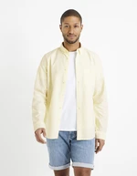 Light yellow men's striped shirt Celio Caoxfordy