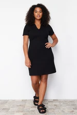 Trendyol Curve Black Polo Neck Midi Knitted Dress