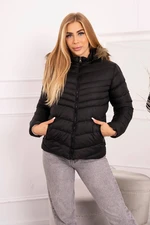 Quilted winter jacket with hood black