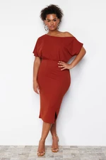 Trendyol Curve Red One Shoulder Midi Knitted Dress