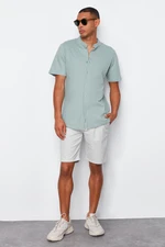 Trendyol Mint Slim Fit Classic Collar Short Sleeve Knitted Pique Summer Shirt