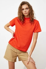 Trendyol Red Basic Upright Collar Dzianinowy T-Shirt