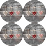 Bertoni Home Unisex's 4 Thick Round Table Pads Set Hearts