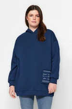 Trendyol Curve Indigo Embroidery Detailed Oversize Knitted Sweatshirt