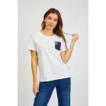 White women's T-shirt with pocket SAM 73 Marie