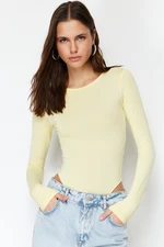 Trendyol Yellow Snaps Flexible Fitted Knitted Bodysuit