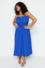 Trendyol Curve Blue Woven Elastic Waist Dress