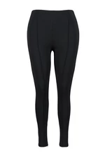 Trendyol Curve Black Knitted High Waist Zippered Leggings