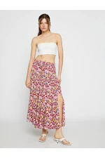 Koton Floral Floor-Length Skirt With Slits Tie Waist