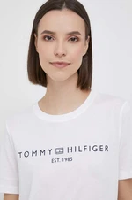 Bavlnené tričko Tommy Hilfiger dámsky, biela farba, WW0WW40276