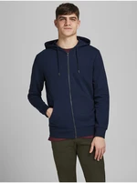 Tmavě modrá basic mikina s kapucí Jack & Jones - Pánské