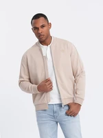 Ombre Men's lightweight bomber jacket with logo lining - light beige