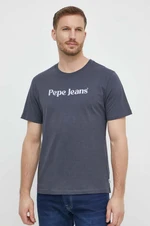 Bavlněné tričko Pepe Jeans CLIFTON šedá barva, s potiskem, PM509374