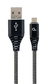 Datový kabel CABLEXPERT USB 2.0 AM na MicroUSB, 1m, opletený, černo-bílá