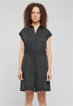 Viscose Twill Women's Short Jumpsuit - Black