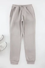 Trendyol Grey Regular Cut Stitch Detail Thick Sweatpants