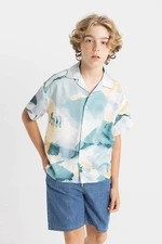 DEFACTO Boy's Oversize Fit Polo Neck Viscose Short Sleeve Shirt