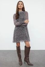 Trendyol Beige Abstract Woven Winter Dress