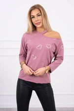 Blouse with heart print dark pink