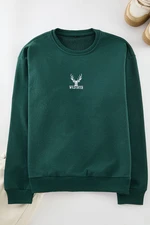 Trendyol Green Oversize/Wide Cut Crew Neck Long Sleeve Animal Embroidered Sweatshirt