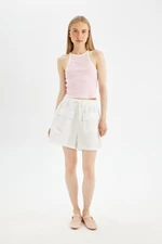 DEFACTO Cool Relax Fit Normal Waist Short Leg Linen Blend Shorts