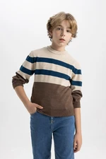 DEFACTO Boy's Crew Neck Striped Knitwear Sweater