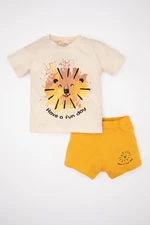 DEFACTO Baby Boy Printed Short Sleeve T-Shirt Shorts 2-Piece Set