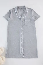 Trendyol Gray Cotton Piping Detailed Knitted Nightshirt