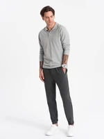 Ombre CARROT men's structured knit sweatpants - graphite melange