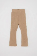 DEFACTO Baby Girl Bell-bottomed Ribbed Beige Knitted Leggings