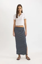 DEFACTO Striped Normal Waist Ribbed Camisole Midi Skirt