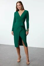 Trendyol Emerald Green Accessory Detailed Woven Dress