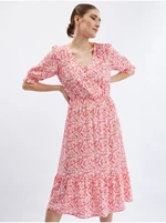 Orsay Orange-Pink Ladies Flowered Dress - Women