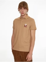 Hnědé pánské polo tričko Tommy Hilfiger - Pánské