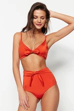 Trendyol Cinnamon Tie High Waist Regular Leg Bikini Bottom