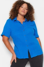 Trendyol Curve Weave Sax Muslin Shirt