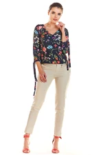 Infinite You Woman's Blouse M191 Navy Blue Flowers