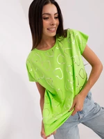 Light green cotton blouse with print