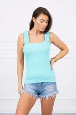 Blouse with frills on straps mint