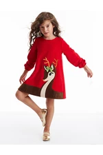 Denokids Baby Deer Girl Velvet Red Christmas Dress
