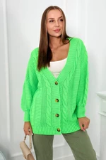 Button-down sweater with puff sleeves green neon