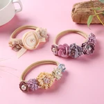 Artificial Flower Baby Headband Girls Nylon Hairband Soft Infant Kids Traceless Hair Accessories Toddler Bangdage Newborn Photo