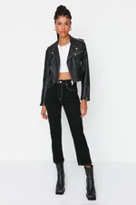 Trendyol Black Stitching Detail High Waist Mom Jeans