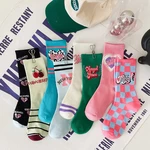 New creative socks women's mid-tube autumn and winter American retro sports love socks funny personality letter stockings